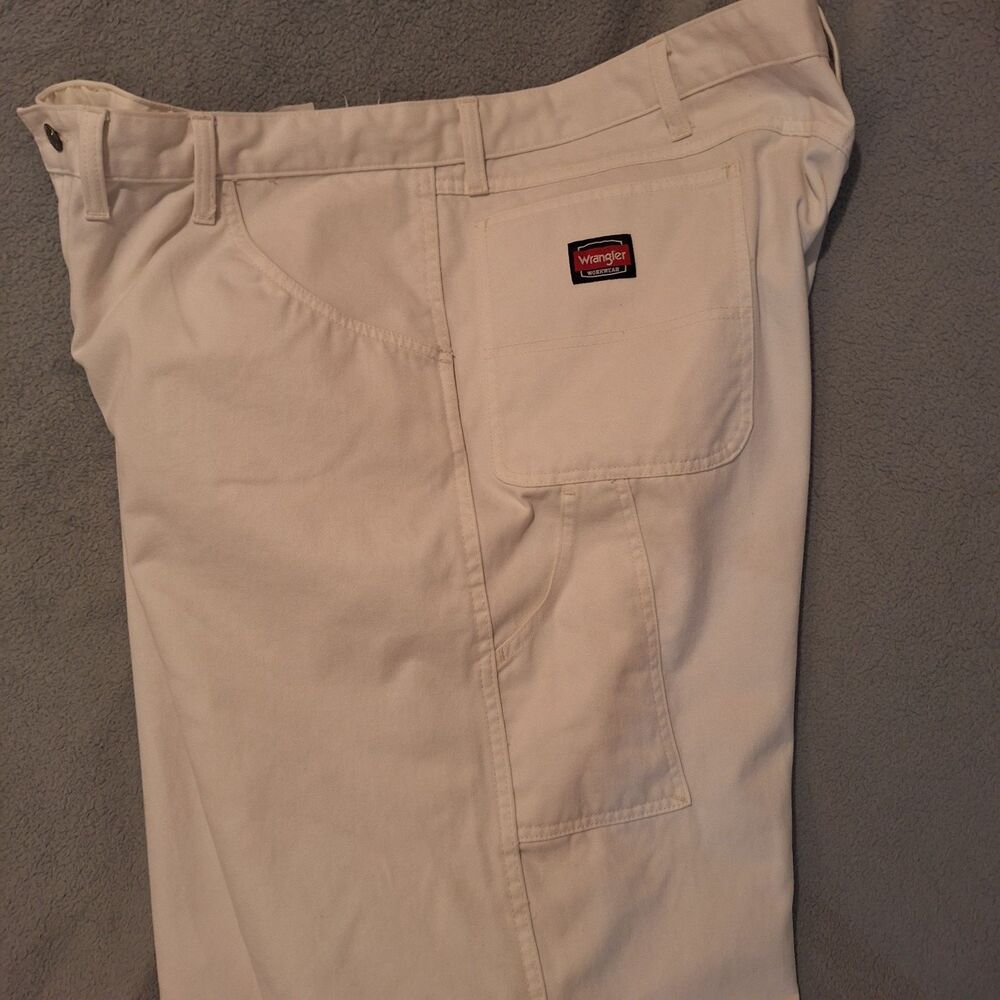 WRANGLER Workwear White Jeans Men 44x32 Painters Carpenters Pants - Picture 5 of 12